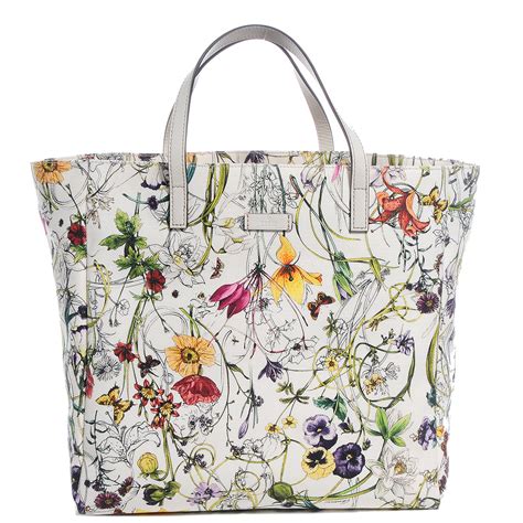 gucci tote flowers|Gucci floral tote large.